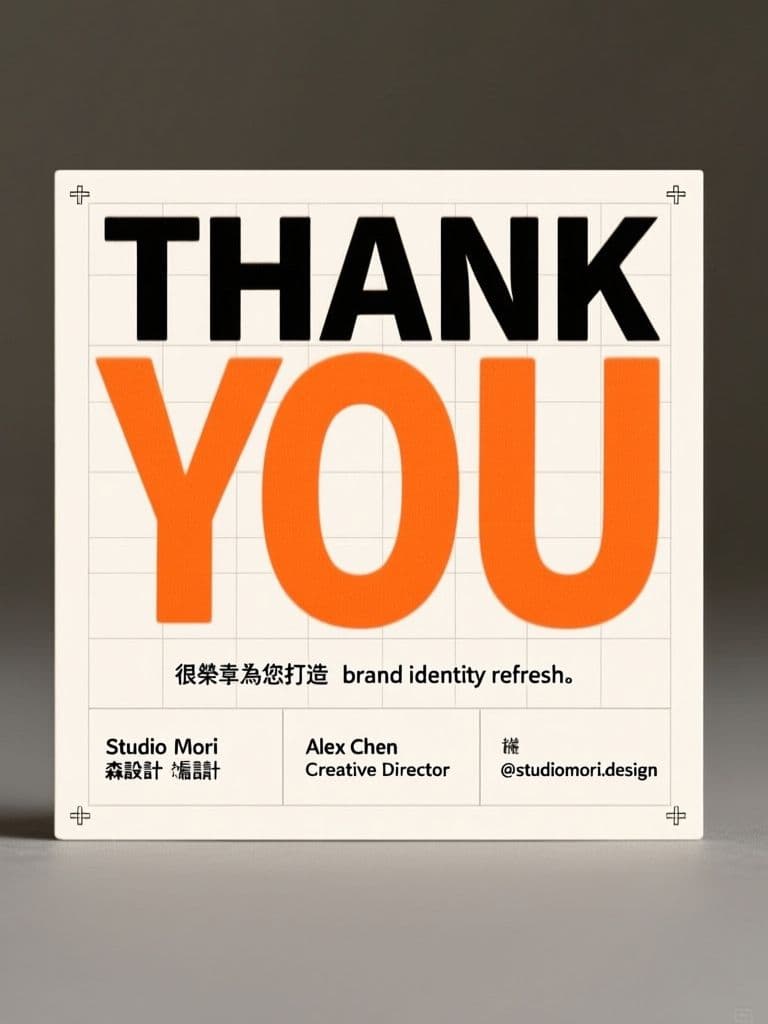 Project Wrap Thank-You Card (Swiss Editorial Typography)
