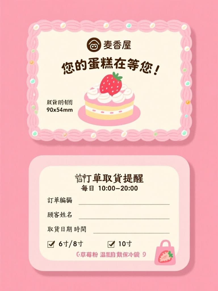 Bakery Cake Pickup Reminder Card (Soft Pastel Illustration)