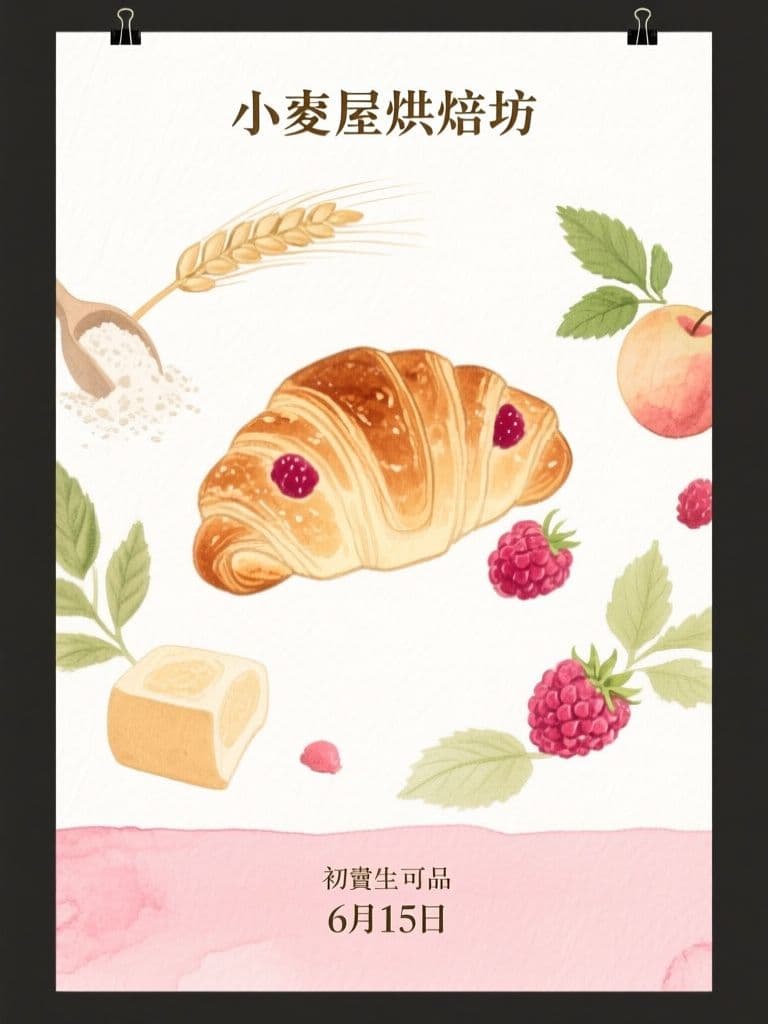 Bakery Seasonal Launch Poster (Soft Watercolor)