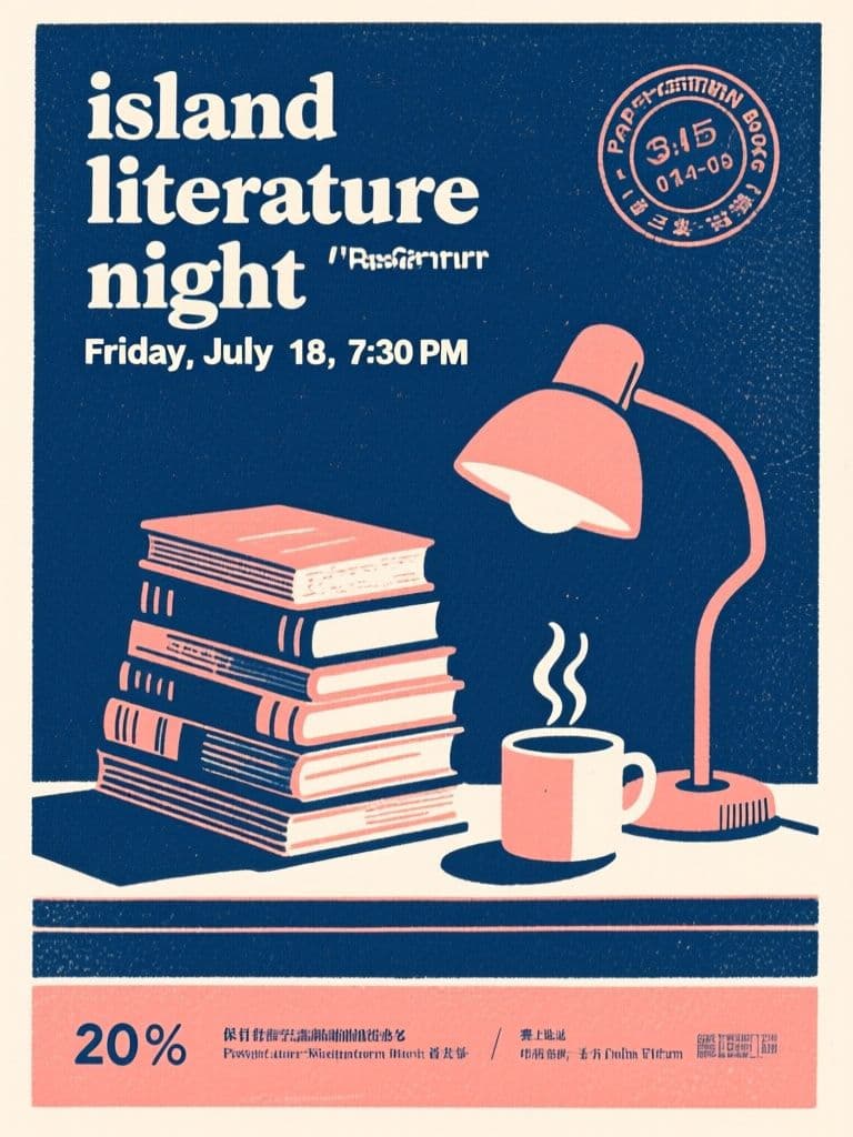 Bookstore Reading Night Flyer (Vintage Risograph)