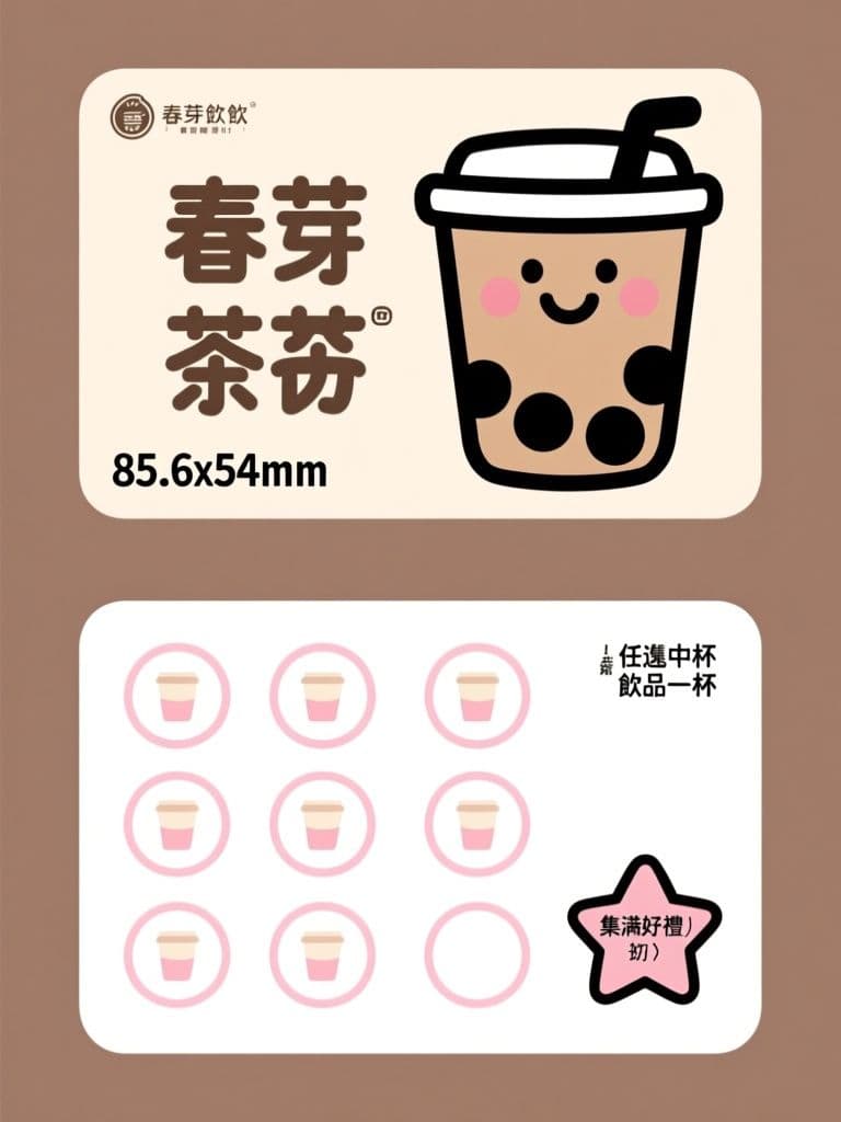 Bubble Tea Loyalty Stamp Card (Cute Flat Illustration)
