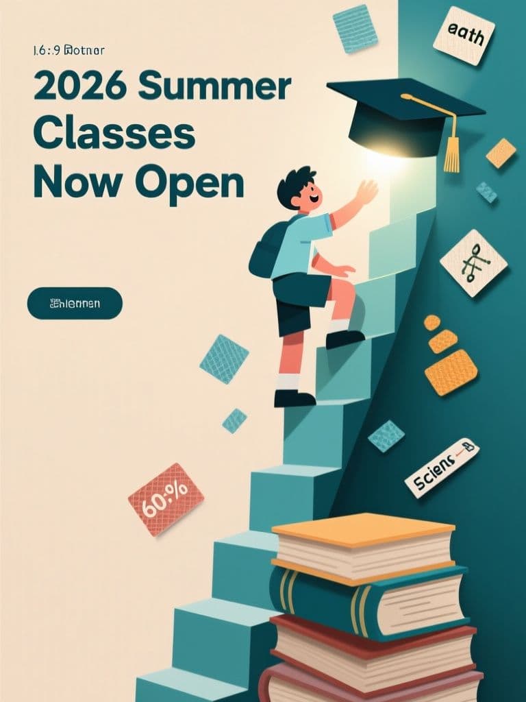 Cram School Enrollment Banner (Paper-Cut Collage)