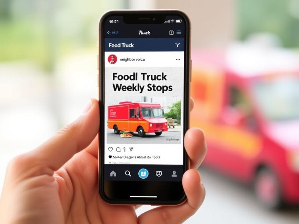 Food Truck Weekly Stops FB Group Post (Neighbor Voice)