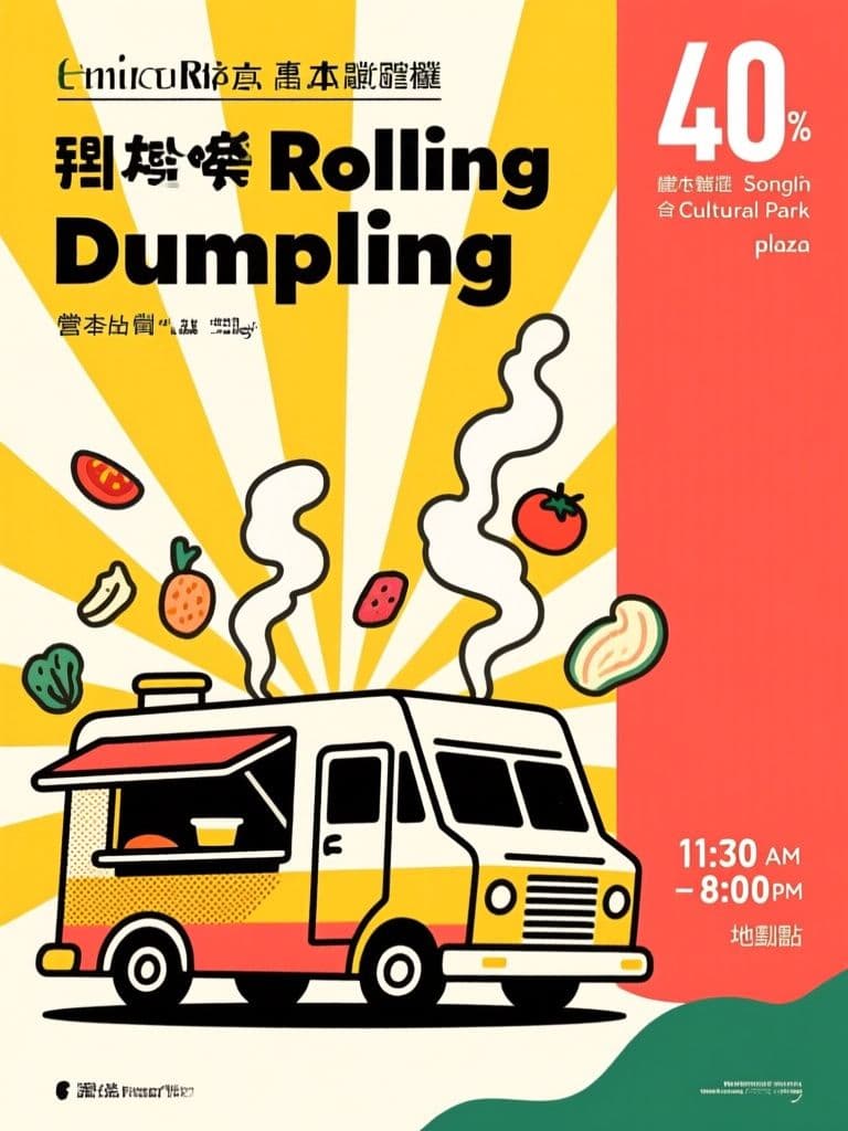 Food Truck Location Banner (Retro Poster Style)