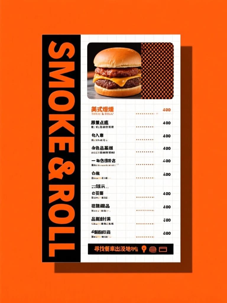 Food Truck Handheld Menu Card (Street Poster Typography)