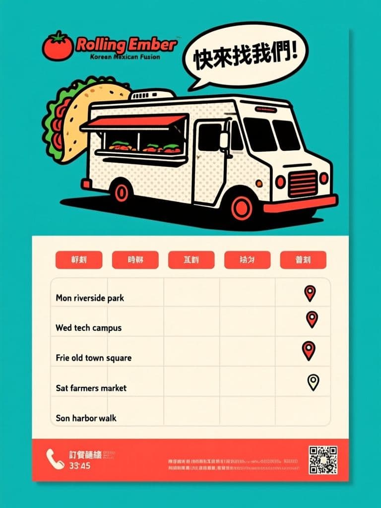 Food Truck Weekly Schedule Flyer (Retro Pop Art)