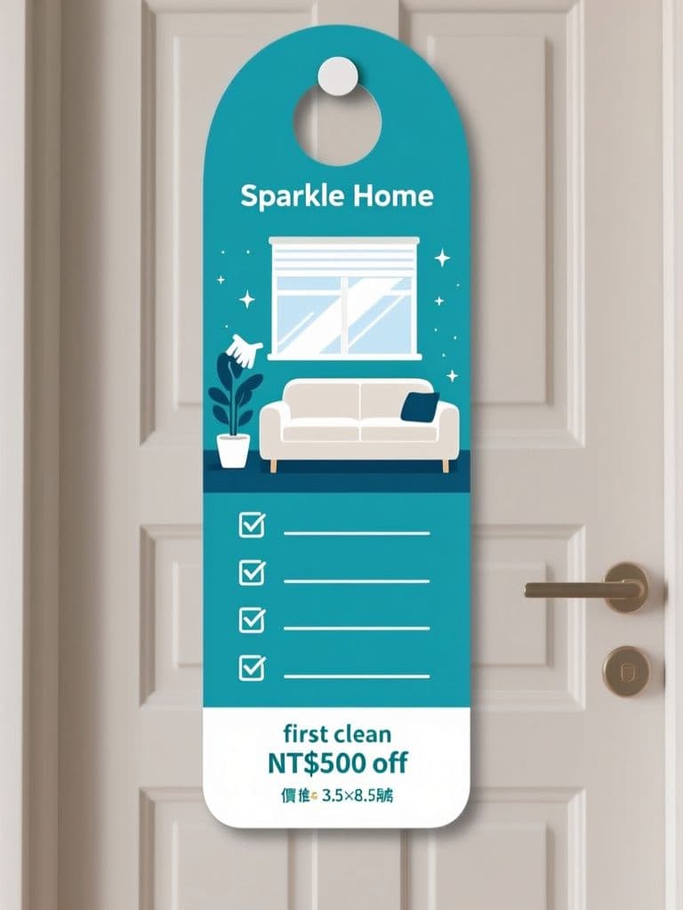 Home Cleaning Door Hanger (Flat Vector Minimal)
