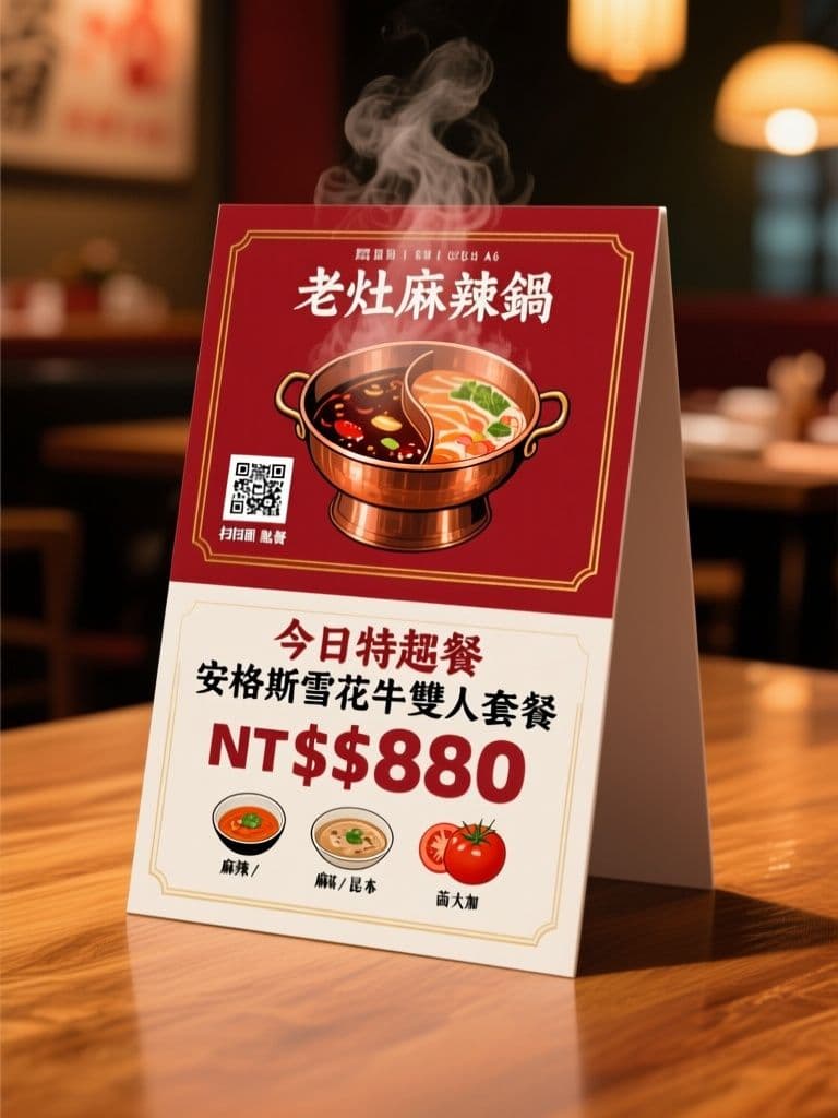 Hot Pot Restaurant QR Table Tent (Bold Appetite Appeal)