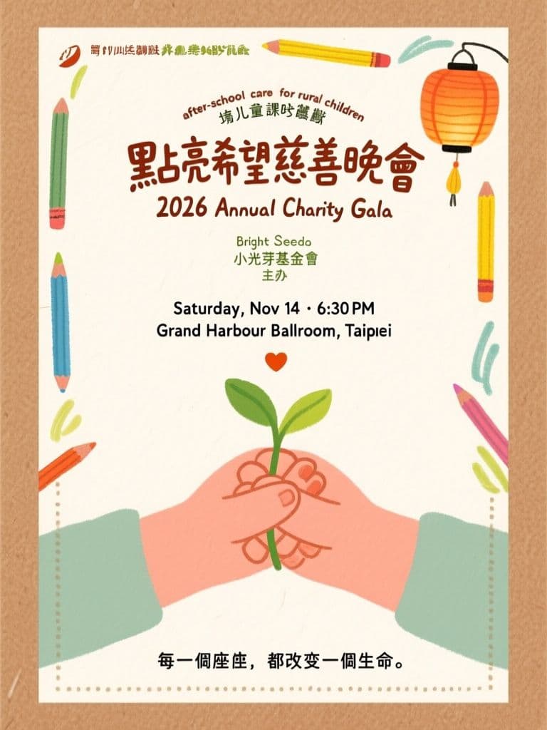 NGO Charity Gala Invitation (Warm Craft-Paper Illustration)