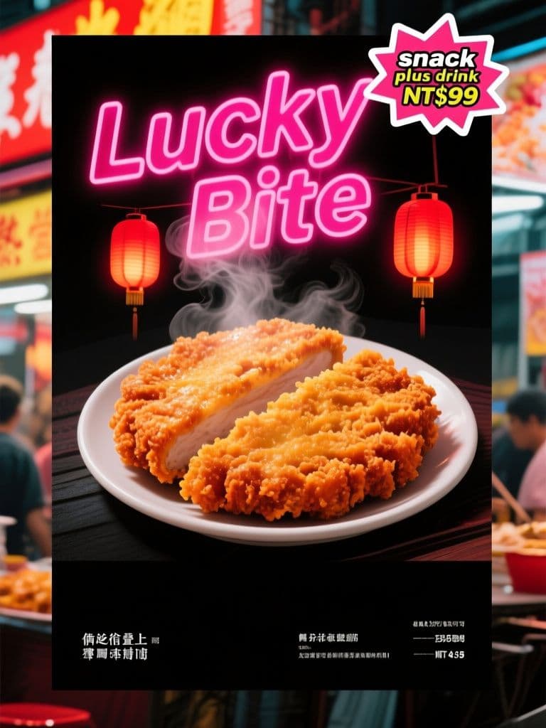 Night Market Snack Handbill (Neon Street Style)