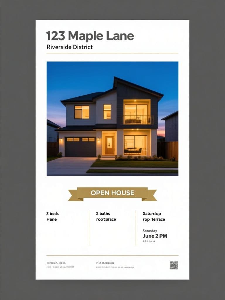 Real Estate Open House Flyer (Twilight Architecture Shot)