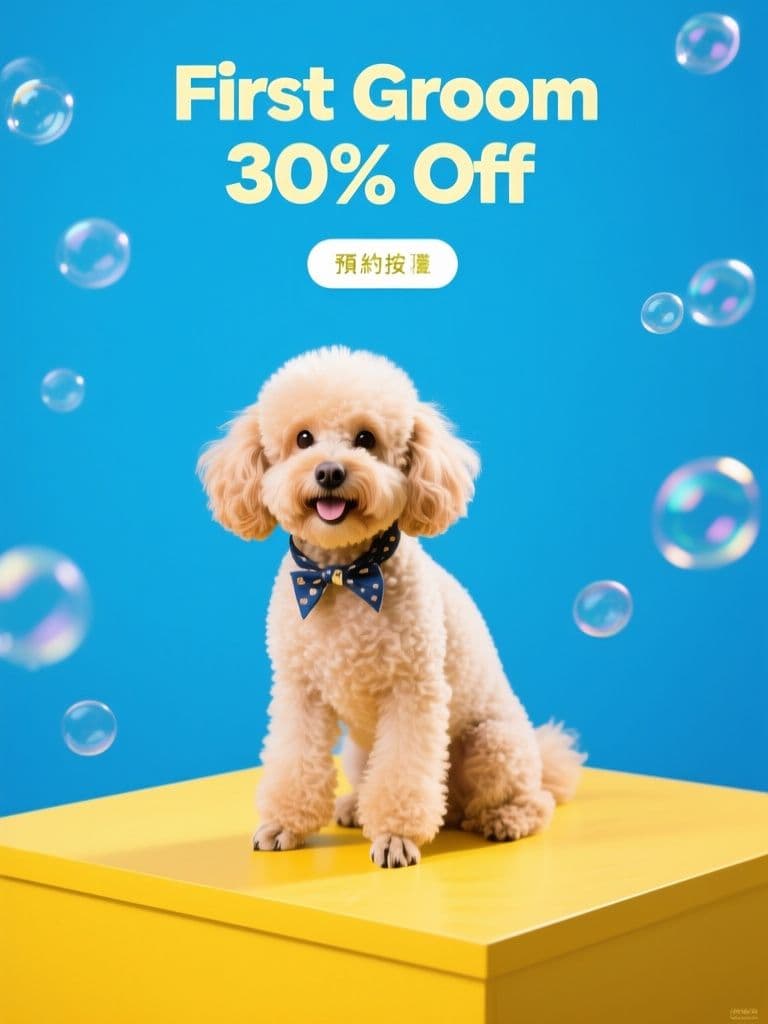 Pet Grooming Promo Ad (Playful Color-Block Studio)