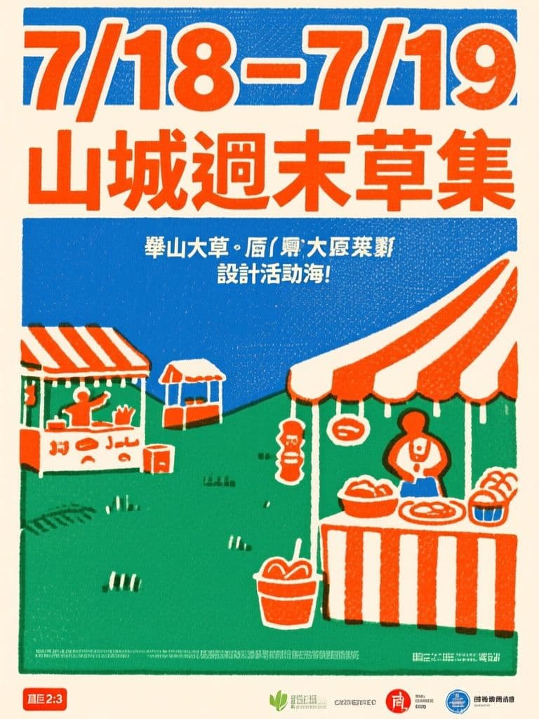 Retro risograph market event poster
